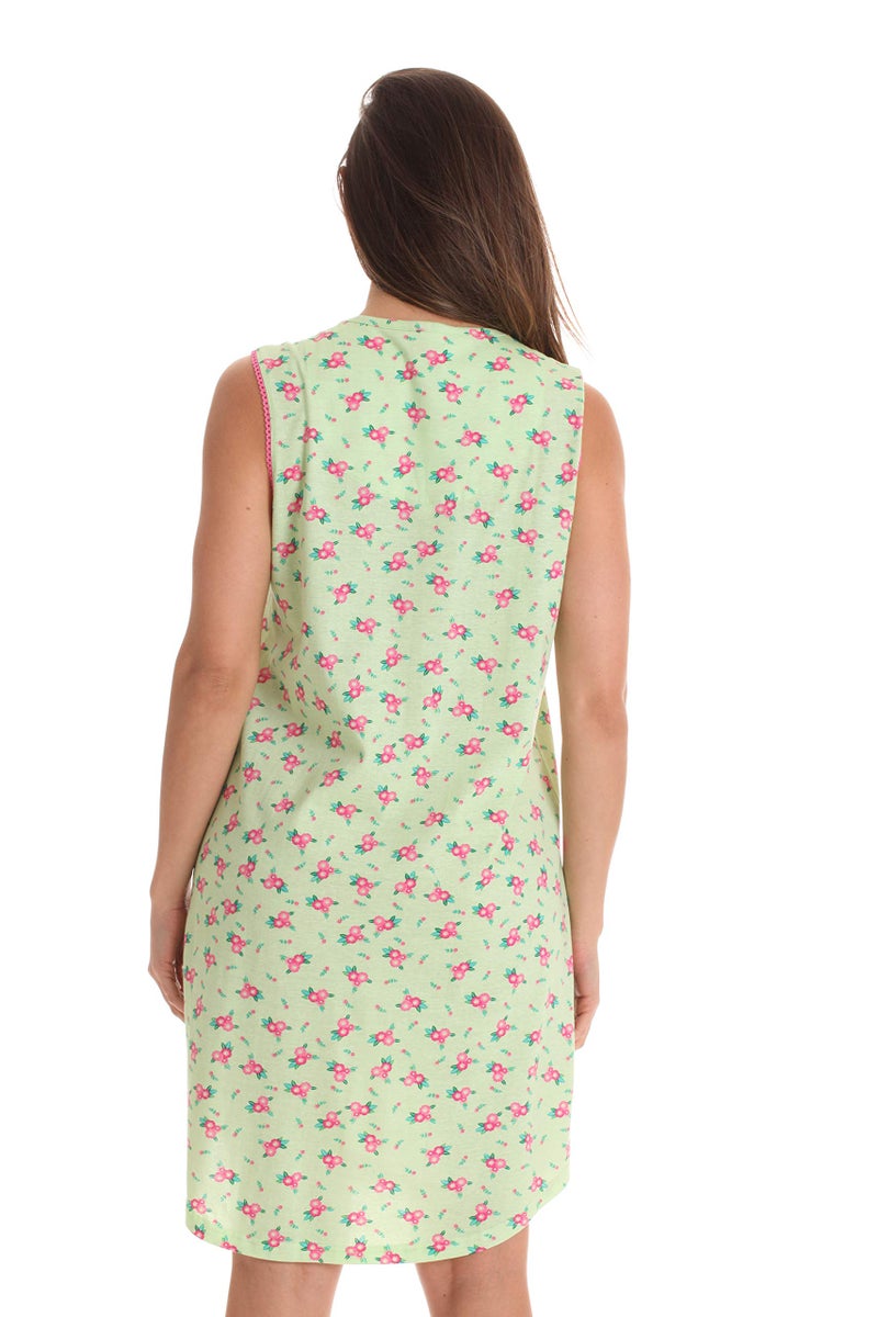 Dreamcrest 100% Cotton Sleeveless Nightgown for Women with Crochet Trim 6778-10417-MNT-S Mint - Pink - Image 3